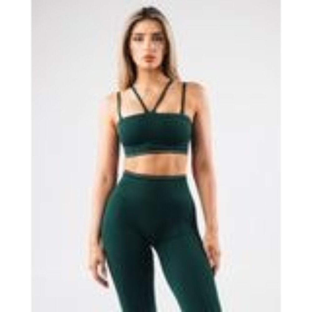 ALPHALETE Amplify Gemini Blade Green Sports Bra Womens XS
